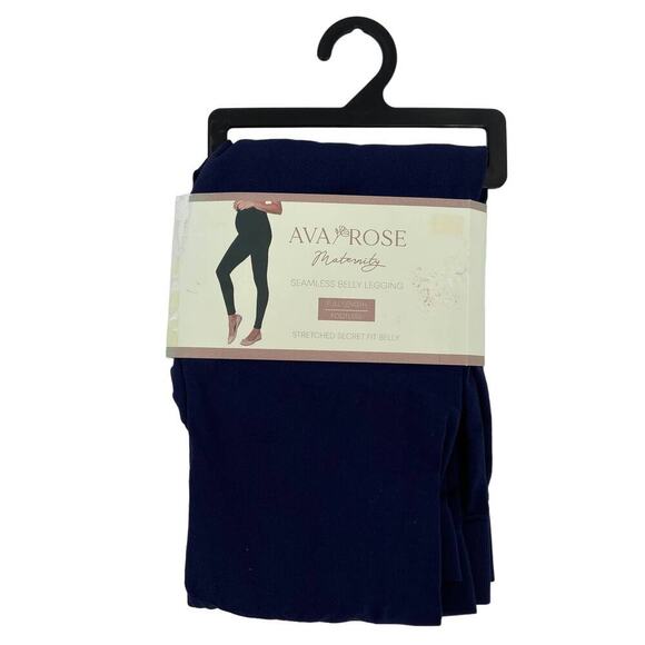 Ava Rose Maternity Leggings Size S/M Blue Seamless Belly Full Length Footless - Picture 1 of 7